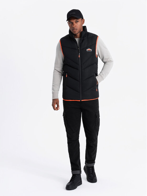 Ombre Ombre Kamizelka OM-JAVJ-0210 Czarny Regular Fit