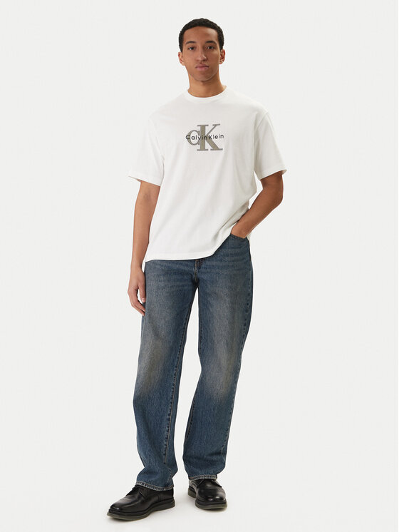Calvin Klein Jeans Calvin Klein Jeans Tricou Monologo Graphic LV04RE815G Alb Regular Fit