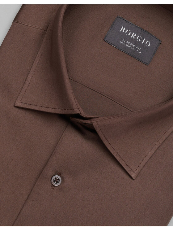 Borgio Borgio Koszula simeria Brązowy Classic Fit