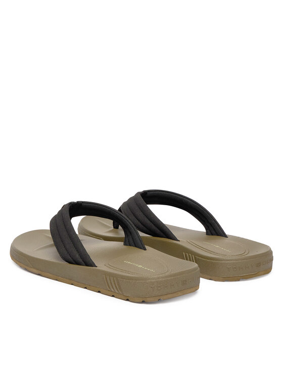 Tommy Hilfiger Tommy Hilfiger Šlepetės per pirštą Molded Hilfiger Lth Beach Sandal FM0FM05802 Juoda