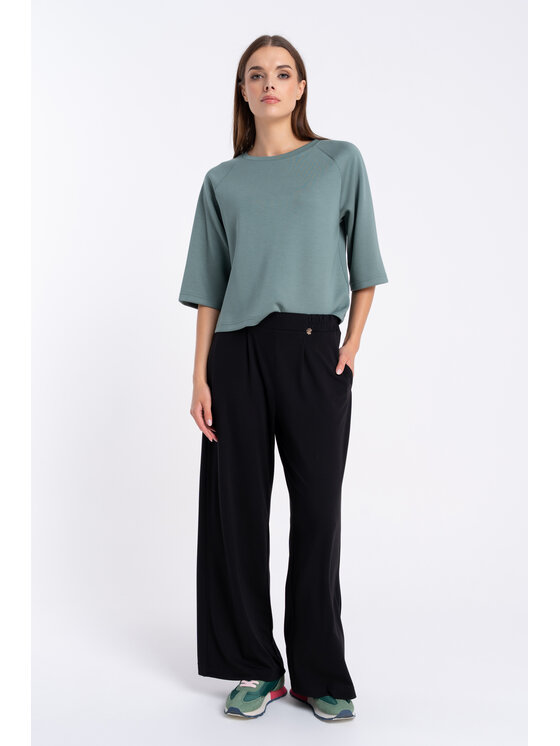CLICK CLICK Kalhoty z materiálu 30-450 Zelená Straight Fit