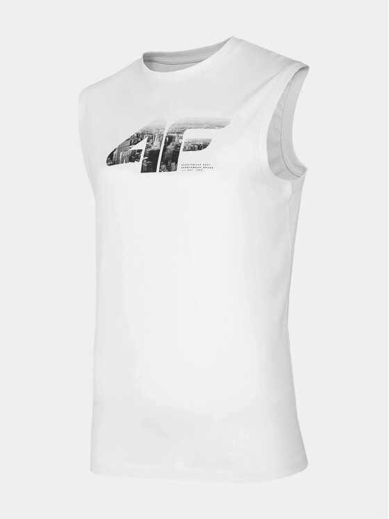 4F 4F Tank top 4FWSS25TSLEM287-10S Biela Regular Fit