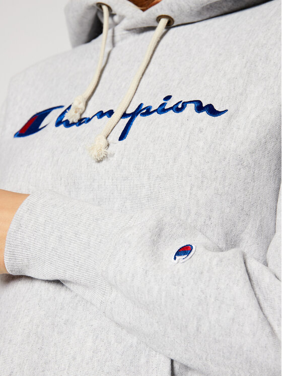Champion Champion Džemperis ar kapuci Script Logo 113794 Pelēks Regular Fit