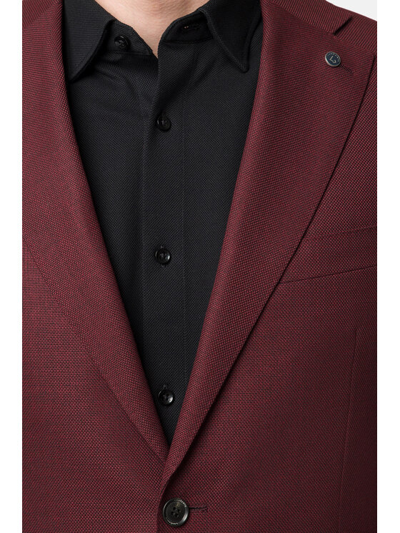 Lancerto Lancerto Garnitur Tabasco GA073123000018 Bordowy Slim Fit