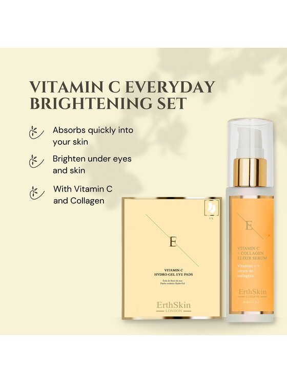 Erthskin London Erthskin London WITAMINA C + KOLAGEN ELIXIR SERUM 60ML + Witamina C Hydrożelowe płatki pod oczy x 5 Serum