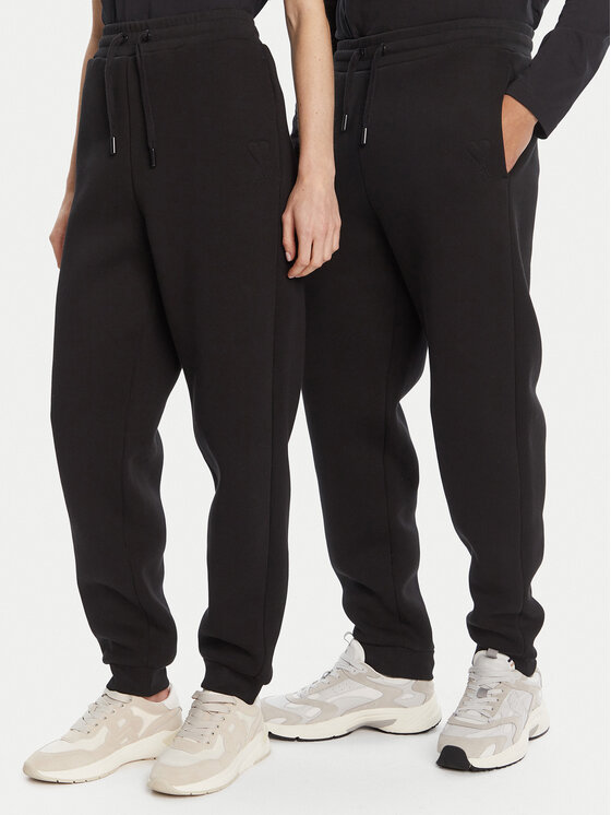 AMI PARIS Teplákové nohavice UTR237.749 Čierna Relaxed Fit
