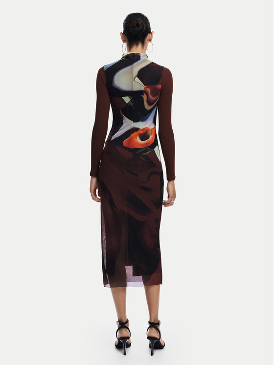 Desigual Desigual Kasdieninė suknelė Lincoln 24WWVK58 Ruda Slim Fit