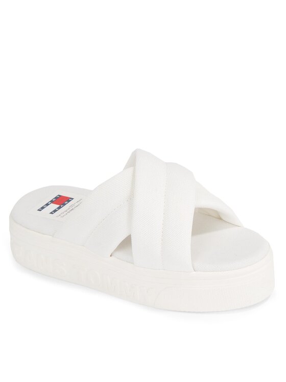 Tommy Jeans Tommy Jeans Klapki Tjw Lettering Flatform Sandal EN0EN02465 Écru