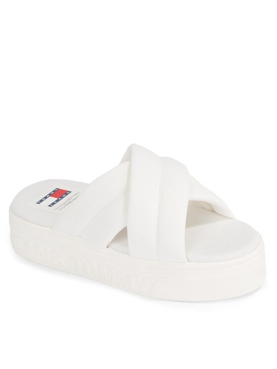 Tommy Jeans Tommy Jeans Pantoletten Tjw Lettering Flatform Sandal EN0EN02465 Écru