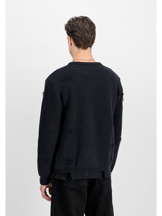 Alpha Industries Alpha Industries Bluza Distressed Logo Sweatshirt Czarny Loose Fit