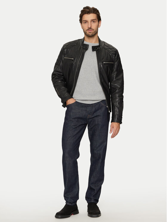 REPLAY REPLAY Kurtka skórzana M8435 .000.84950 Czarny Regular Fit
