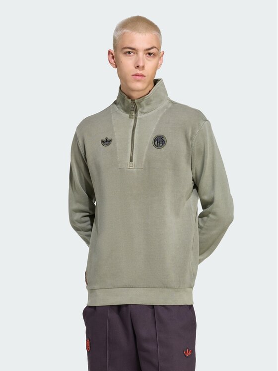 adidas adidas Bluza FC Bayern Terrace Icons Half-Zip Zielony Regular Fit
