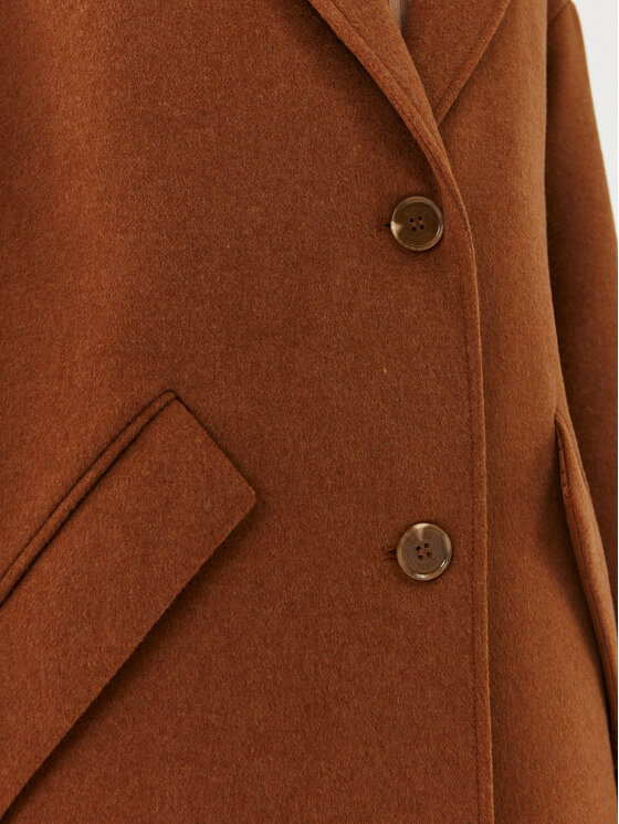 Guess Guess Vlněný kabát Elly W2BL0H WEWU0 Hnědá Relaxed Fit