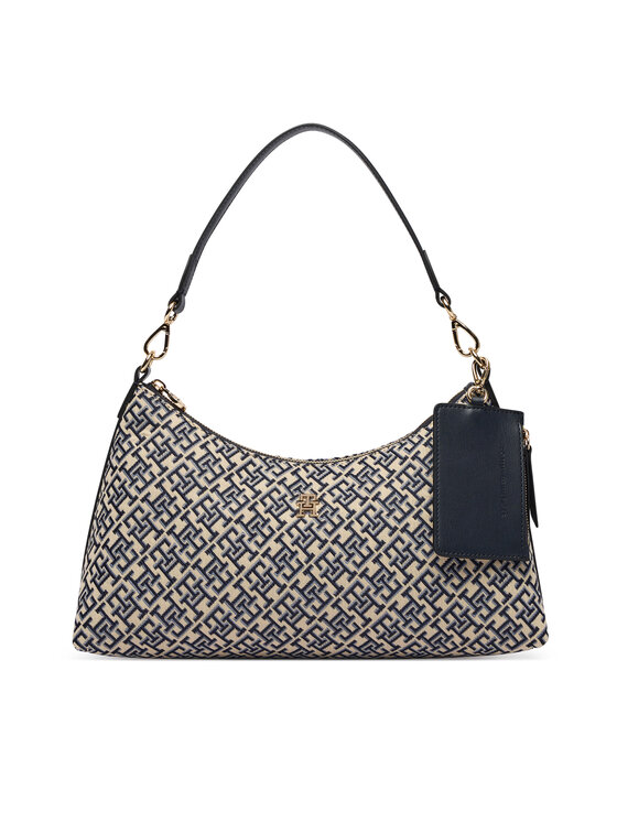 Tommy Hilfiger Tommy Hilfiger Дамска чанта Th Icon Shoulder Bag Jacquard AW0AW18907 Тъмносин