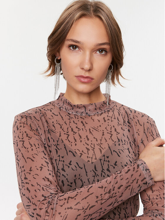 Vila Vila Блуза 14088372 Кафяв Slim Fit