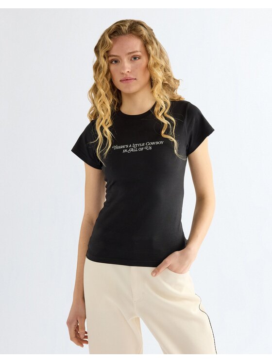 Wrangler Wrangler T-Shirt SHRUNKEN BAND TEE Czarny Slim Fit