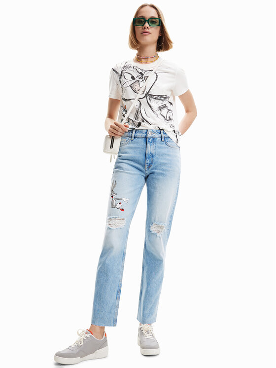Desigual Desigual T-Shirt LOONEY TUNES Bugs Carrot 23SWTKBT Λευκό Regular Fit