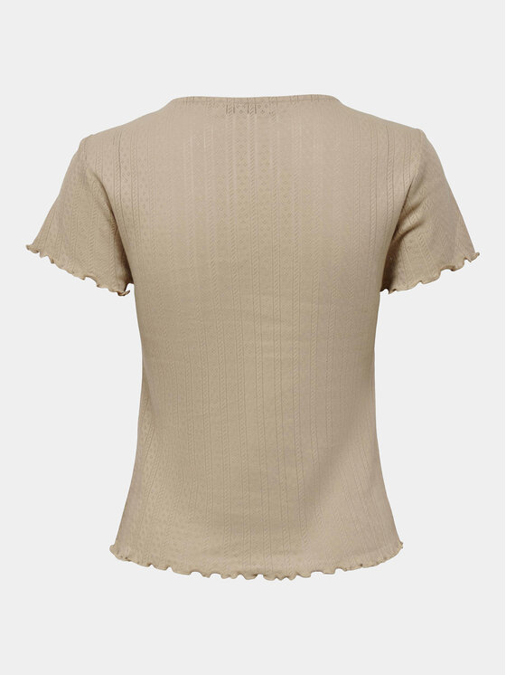 ONLY ONLY T-Shirt Carlotta 15256154 Beżowy Tight Fit