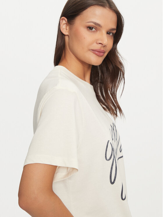 Guess Jeans Guess Jeans T-krekls W4BI54 K8HM0 Écru Boxy Fit
