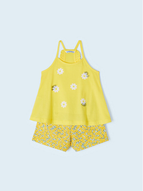 Mayoral Mayoral Compleu top și pantaloni scurți din material textil 3219 Colorat
