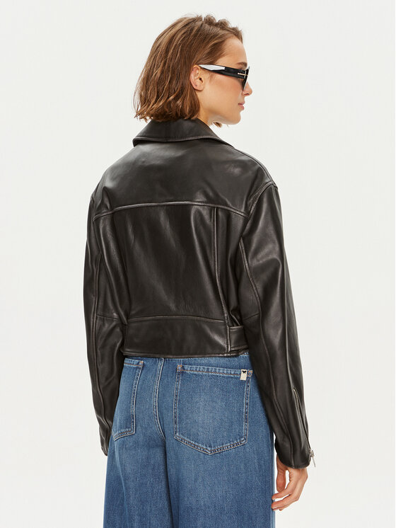 Weekend Max Mara Weekend Max Mara Μπουφάν δερμάτινο Saletta 2425446041 Μαύρο Standard Fit