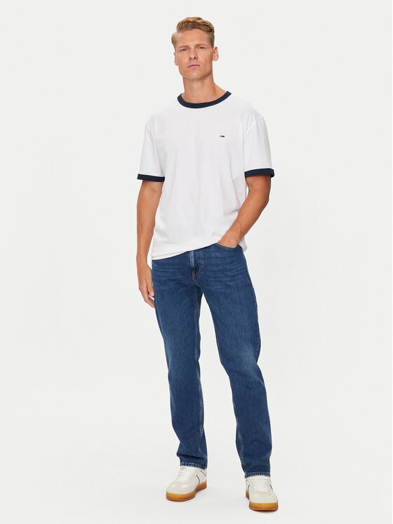 Tommy Jeans Tommy Jeans T-shirt Flag Ringer DM0DM19730 Bijela Slim Fit