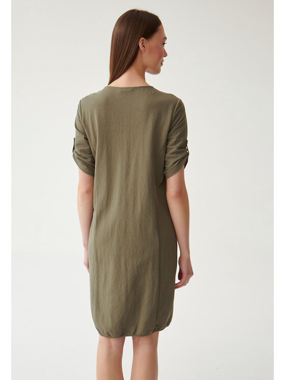 TATUUM TATUUM Sukienka dzianinowa LINIA Khaki Barrel Fit