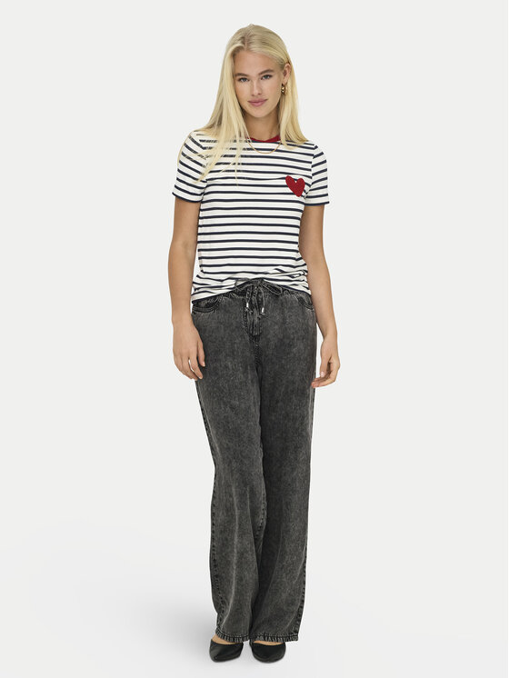 ONLY ONLY Tricou Heart 15318959 Alb Regular Fit