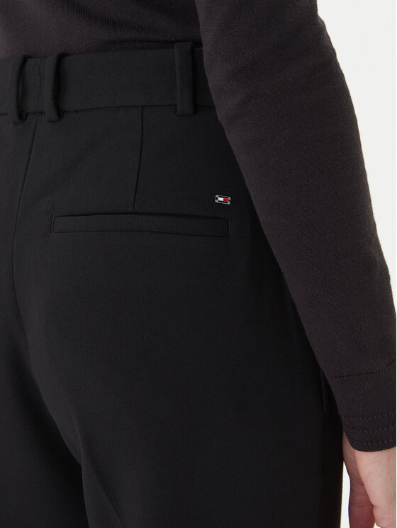 Tommy Hilfiger Tommy Hilfiger Riidest püksid WW0WW48355 Must Straight Fit