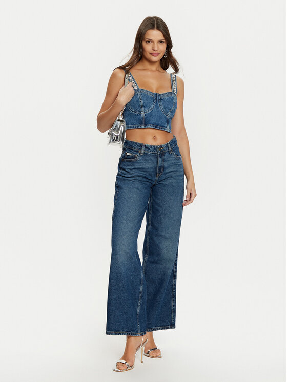 Guess Guess Topiņš W5RH03 D5ACC Tumši zils Slim Fit