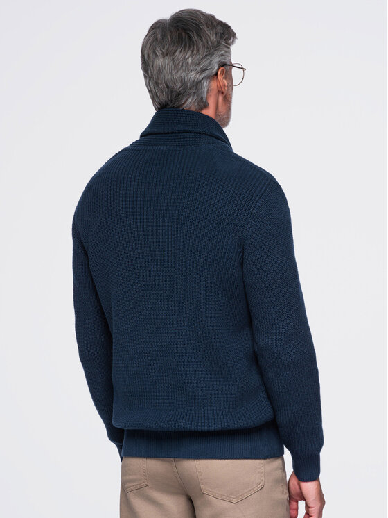 Ombre Ombre Sweter OM-SWCD-0200 Granatowy Regular Fit