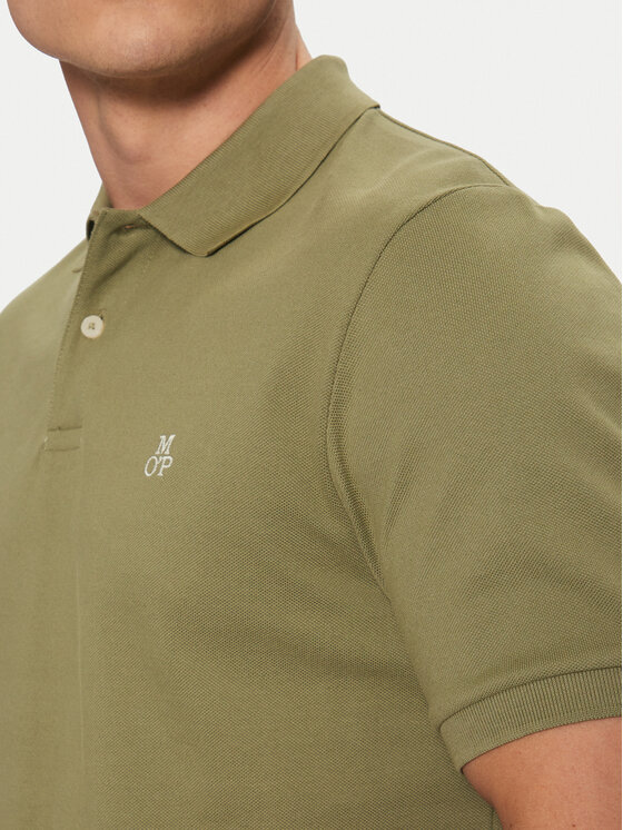 Marc O'Polo Marc O'Polo Тениска с яка и копчета B21223053092 Каки Regular Fit