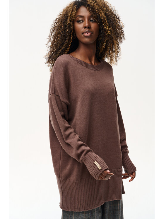 blue shadow blue shadow Sweter Kiro Brązowy Regular Fit