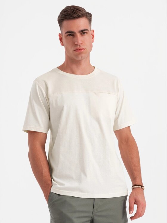 Ombre Ombre T-Shirt OM-TSCT-0171 Biały Loose Fit