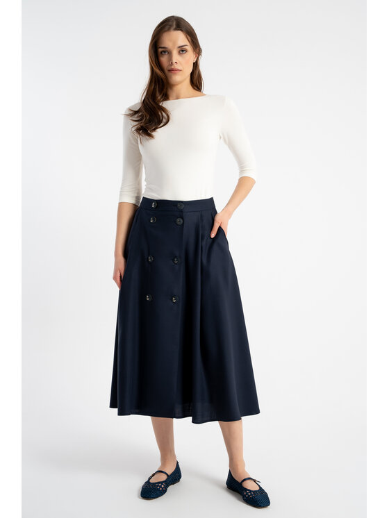 CLICK CLICK Φούστα midi 50-745 Σκούρο μπλε Flare Fit