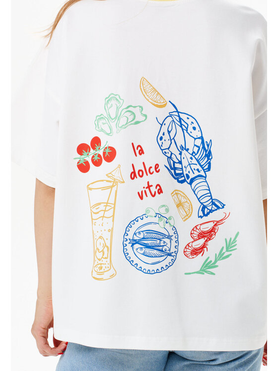 Mirons Mirons T-Shirt Print Biały Regular Fit