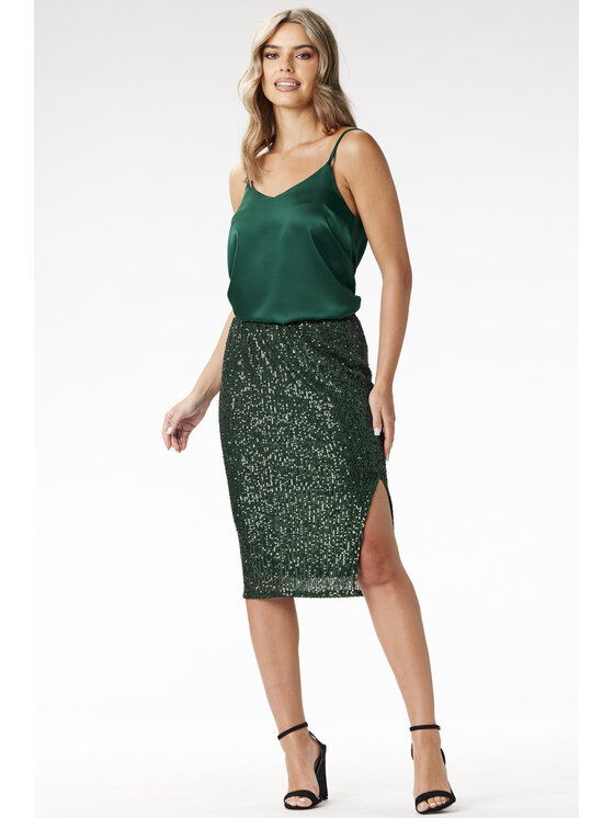 Awama Awama Spódnica A692 Zielony Basic Fit
