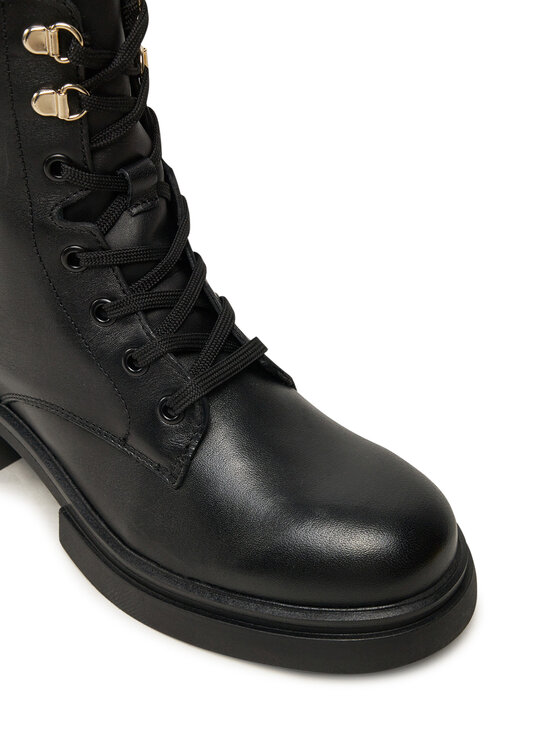 Tommy Hilfiger Tommy Hilfiger Ορειβατικά παπούτσια Lace-Up Biker Leather FW0FW08167 Μαύρο