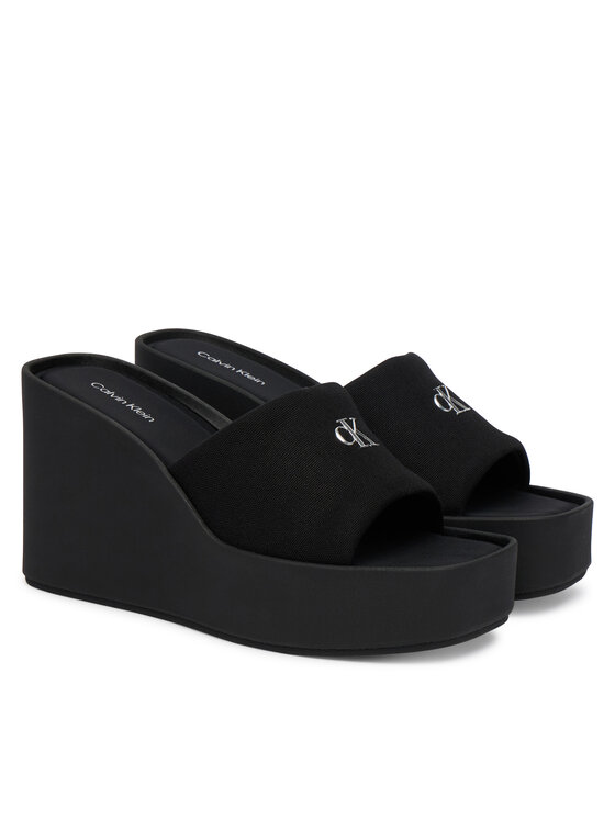Calvin Klein Calvin Klein Šlepetės Wedge 70 Sndl Canv Mg HW0HW03134 Juoda