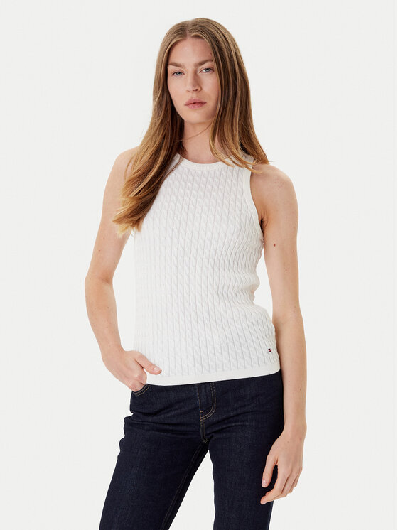 Tommy Hilfiger Tommy Hilfiger Felső WW0WW45706 Ekru Slim Fit