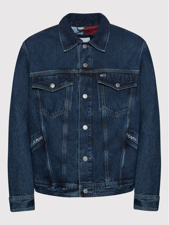 Tommy Jeans Jeansjacke Trucker DM0DM12458 Dunkelblau Oversize  