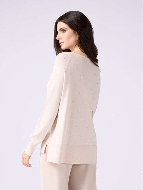 Oltre Oltre Sweter M378E001723N002 Kremowy Regular Fit