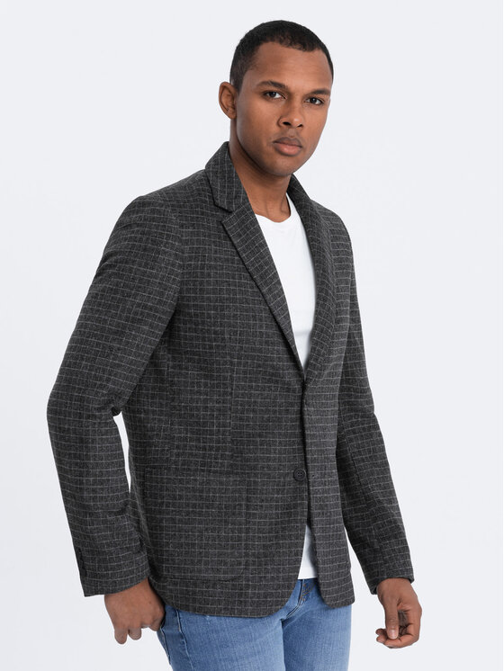 Ombre Ombre Marynarka OM-BLZB-0117 Szary Classic Fit