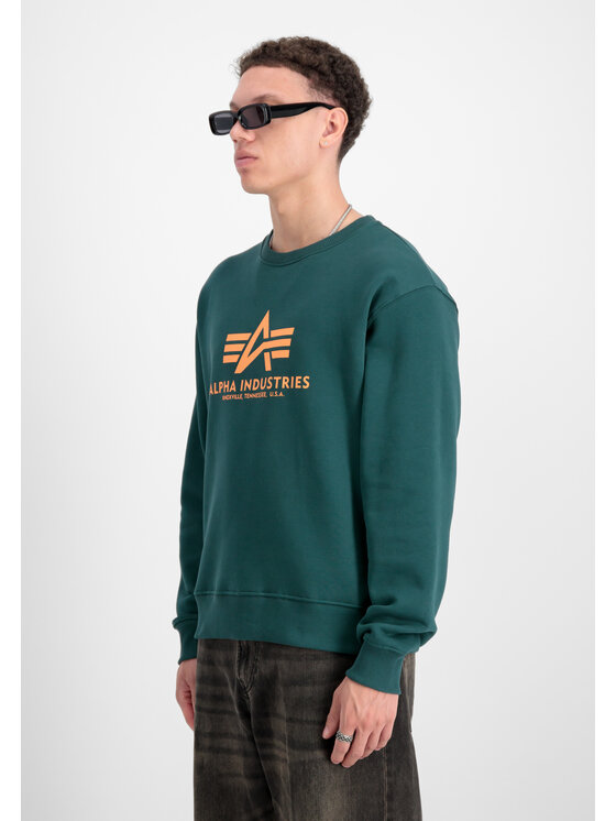 Alpha Industries Alpha Industries Bluza Basic Big Logo Sweatshirt Zielony Regular Fit