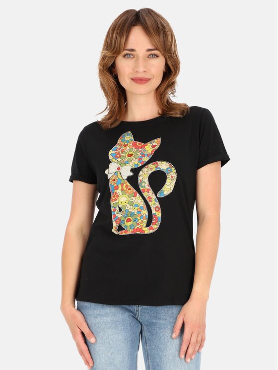 Perso Perso T-Shirt TCE245036F Czarny Regular Fit