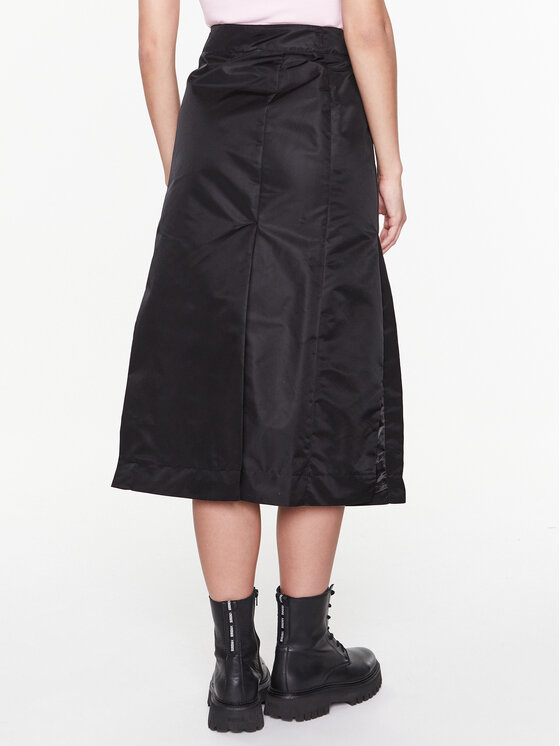 Remain Remain Trapezförmiger Rock Nylon Midi Slit RM2118 Schwarz Regular Fit