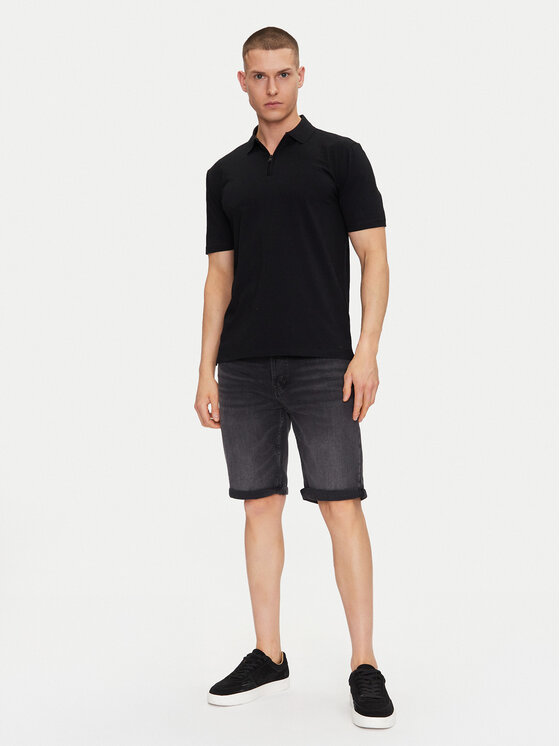 HUGO HUGO Тениска с яка и копчета Dekok233 50543368 Черен Regular Fit