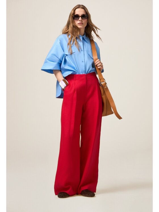 Oltre Oltre Pantaloni di tessuto P014R008438N016 Rosso Baggy Fit