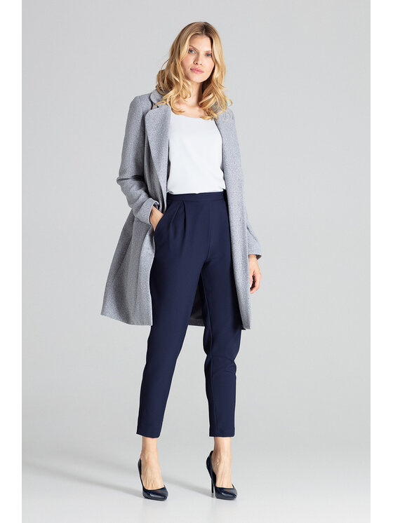 FIGL FIGL Spodnie damskie M676 Granatowy Regular Fit