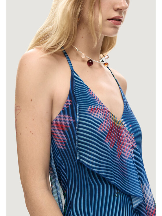 Desigual Desigual Sukienka codzienna VEST_NORA Niebieski Egg Fit